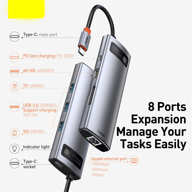 Metal Shimmer Typec Hub Multi-function Docking Station 4K HD USB Notebook 6-in-1 Minha loja