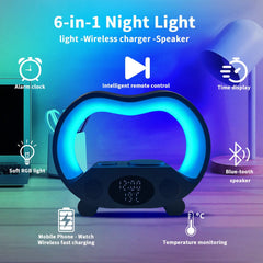 2024 New 6 In 1 Smart Remote Control Bluetooth-compatible Ambience Intelligent LED Table Lamp Multi-function Wireless Charger Night Light Bluetooth-compatible Speaker Minha loja
