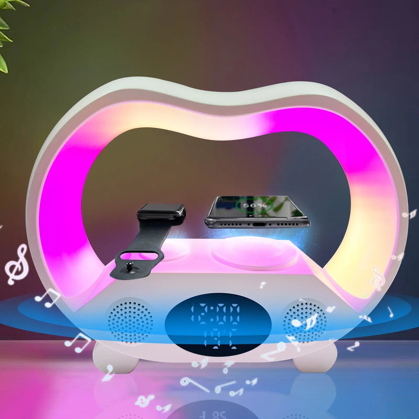 2024 New 6 In 1 Smart Remote Control Bluetooth-compatible Ambience Intelligent LED Table Lamp Multi-function Wireless Charger Night Light Bluetooth-compatible Speaker Minha loja