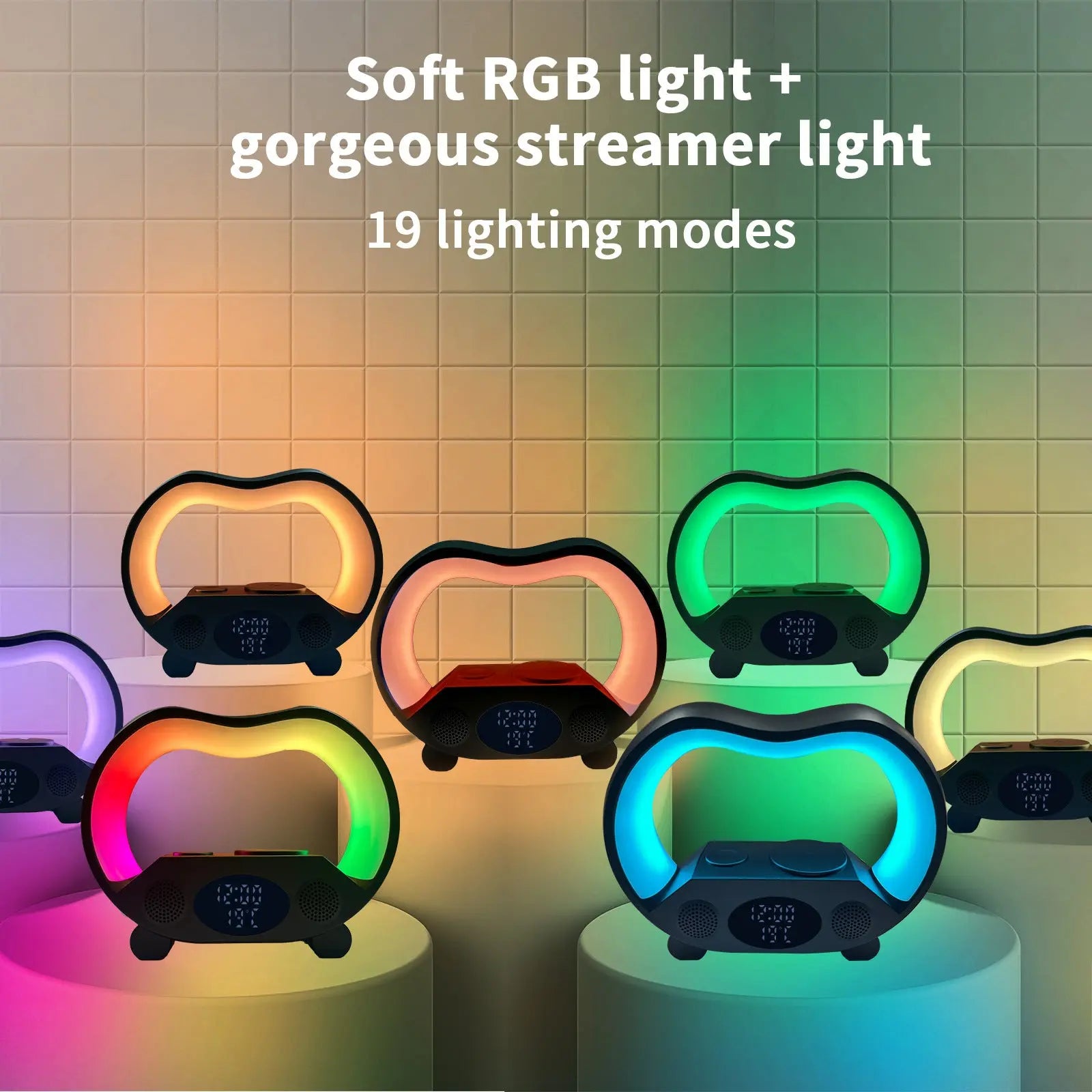 2024 New 6 In 1 Smart Remote Control Bluetooth-compatible Ambience Intelligent LED Table Lamp Multi-function Wireless Charger Night Light Bluetooth-compatible Speaker Minha loja