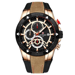 Men's Watch Calendar Watch Tape Quartz Watch Six-pin Watch Business Men's Watch Minha loja