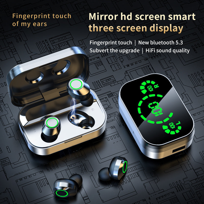 YD03 Wireless Bluetooth-compatible Headset TWS Large Screen Smart Digital Display In Ear Breathing Light Minha loja
